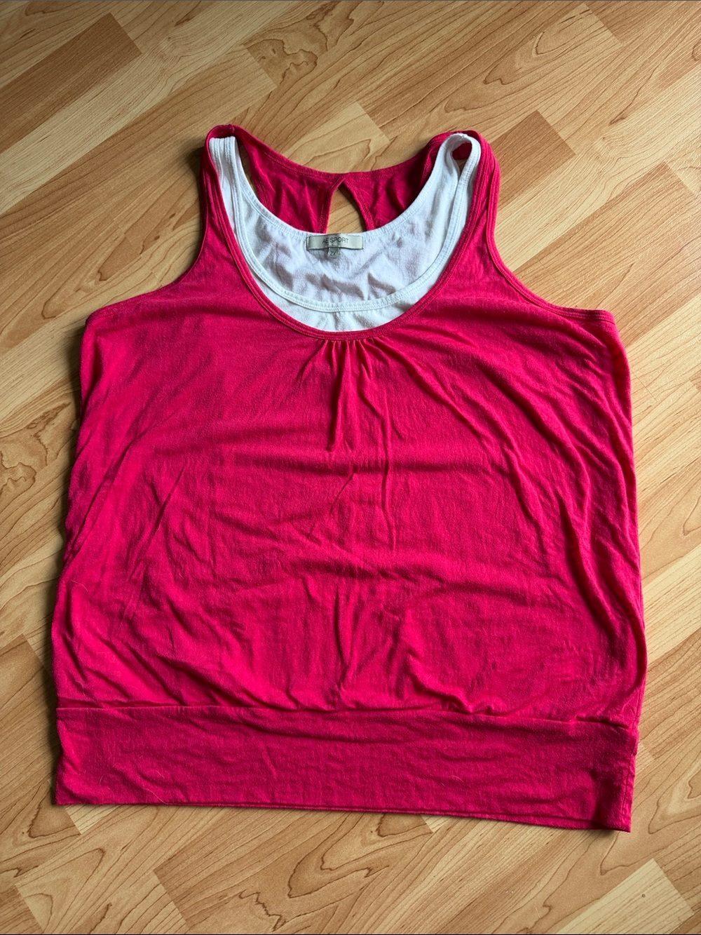 Women’s Bright Pink Racerback Tank Top with White Trim